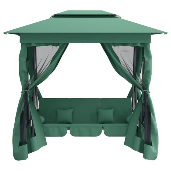 vidaXL Paviljong med hammock grön tyg&stål