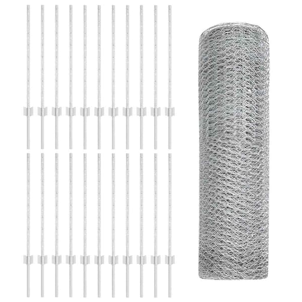 vidaXL Stängsel med stolpe Silver