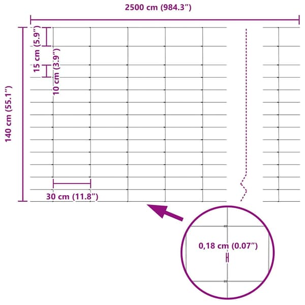 vidaXL Jordegjerde sølv 25 x 1,4 m Galvanisert stål