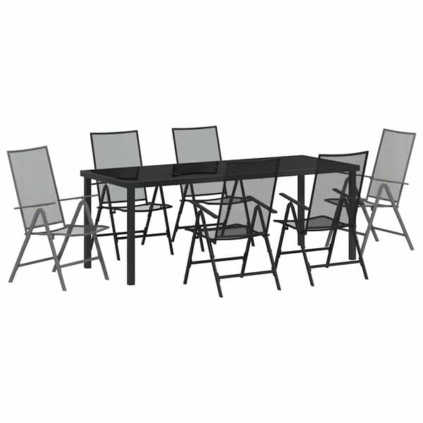 vidaXL Trädgårdsmöbelset 7 pcs Antracit Pulverlackerat stål