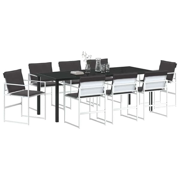 vidaXL Trädgårdsmöbelset 9 pcs Vit Pulverlackerat stål