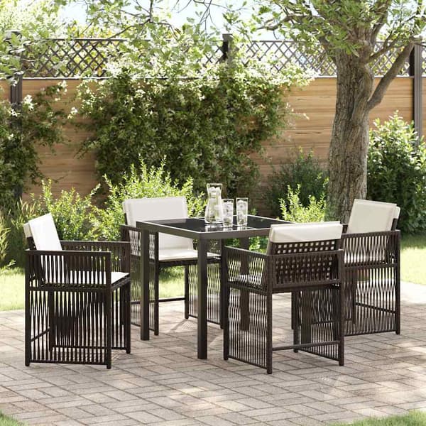 vidaXL Hage Spisegruppe 5 pcs Brun polyrotting