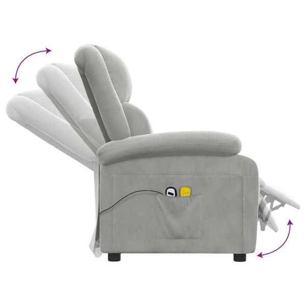 vidaXL Elektrisk massagefåtölj ljusgrå sammet