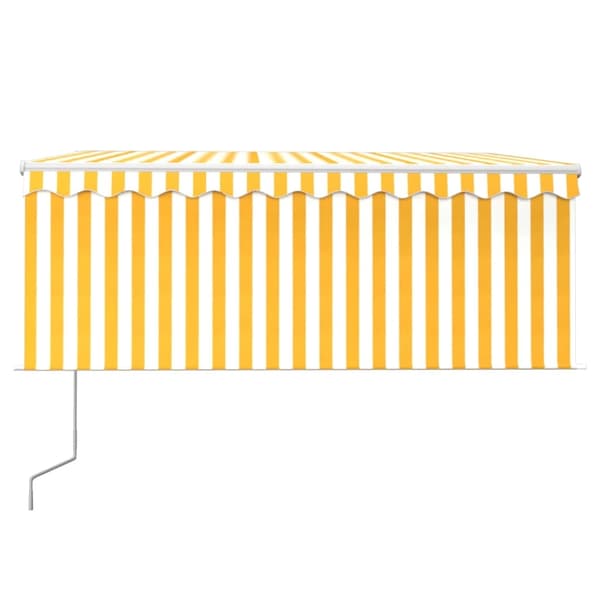 vidaXL Automatisk markis m. vindsensor rullgardin LED 3,5x2,5m gul/vit