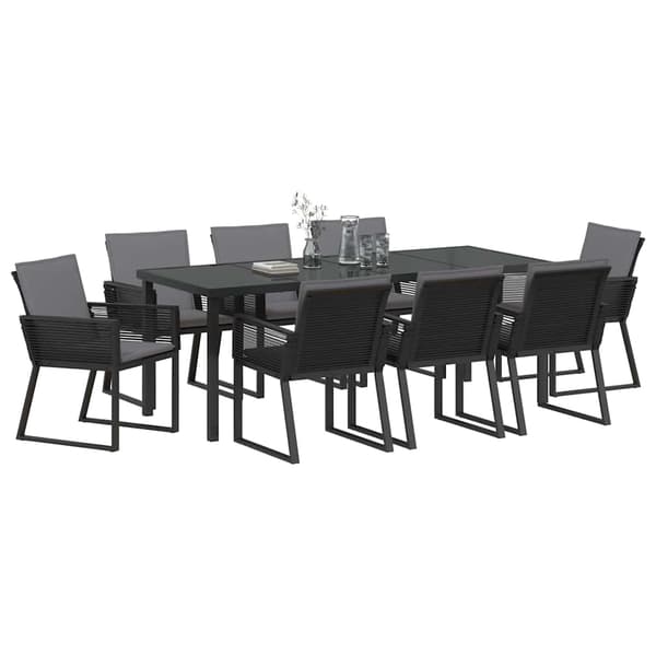 vidaXL Trädgårdsmöbelset 9 pcs Svart Pulverlackerat stål