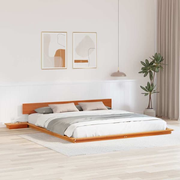 vidaXL Sängram Brun 200 x 200 cm trä