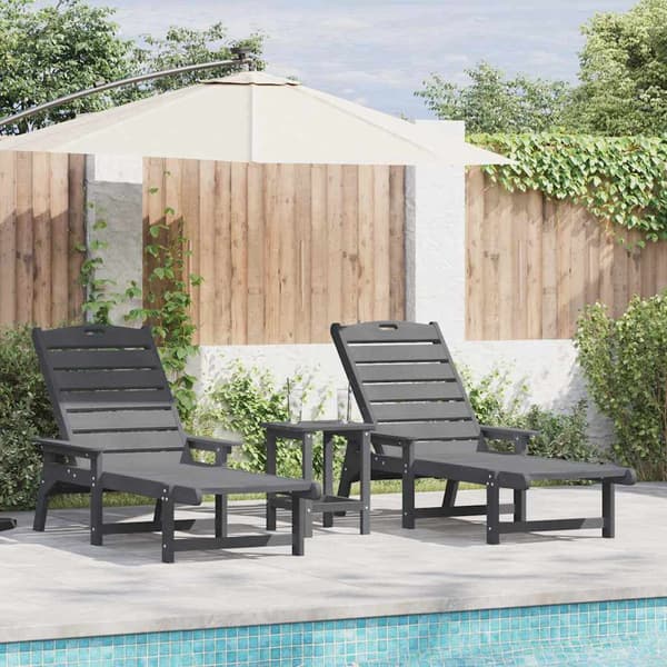vidaXL Solstol 2 pcs Lysegrå 195,5 x 53 x 98,5 cm Polyethylen