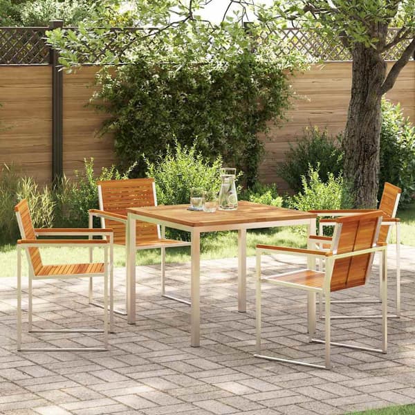 vidaXL Hage Spisegruppe 5 pcs Brun Solid akasietre