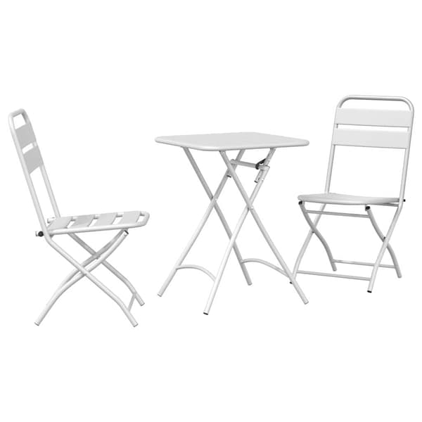 vidaXL Bistrosett 3 pcs Hvit Stål