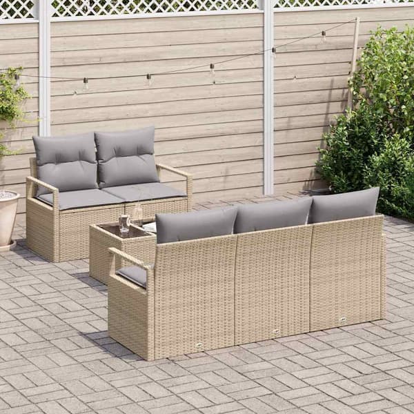 vidaXL Soffset 6 pcs Beige och Grå konstrotting