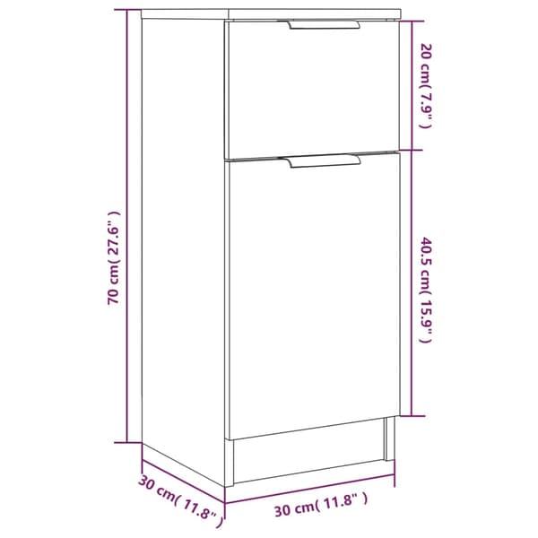 vidaXL Byrå vit 30x30x70 cm konstruerat trä