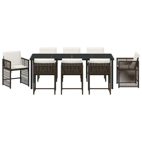 vidaXL Trädgårdsmöbelset 9 pcs Brun konstrotting