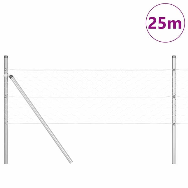 vidaXL Gjerdepåle sølv 25 x 0,8 m (50 mm mesh) Stål