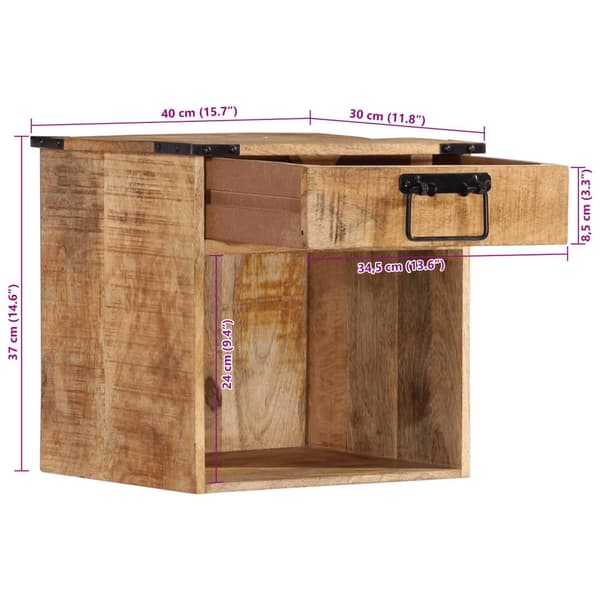 vidaXL Nattbord 40x30x37 cm heltre mango