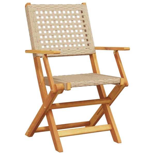 vidaXL Bistrosett 3 deler beige polyrotting og heltre