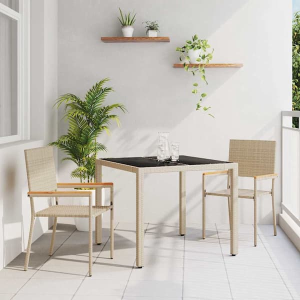 vidaXL Hage Spisegruppe 3 pcs Beige polyrotting