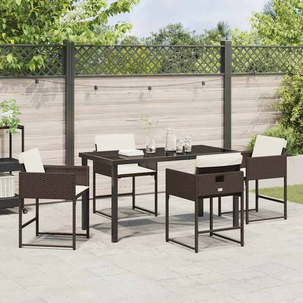 vidaXL Hage Spisegruppe 5 pcs Brun polyrotting