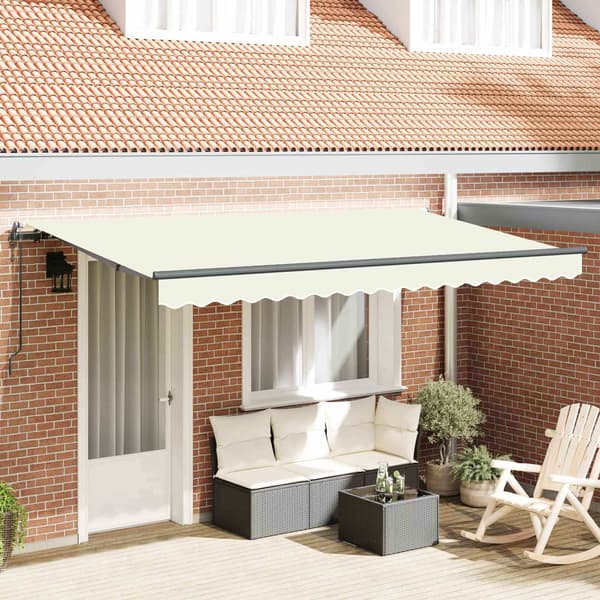 vidaXL Utfällbar markis Kräm 350 x 200 cm tyg