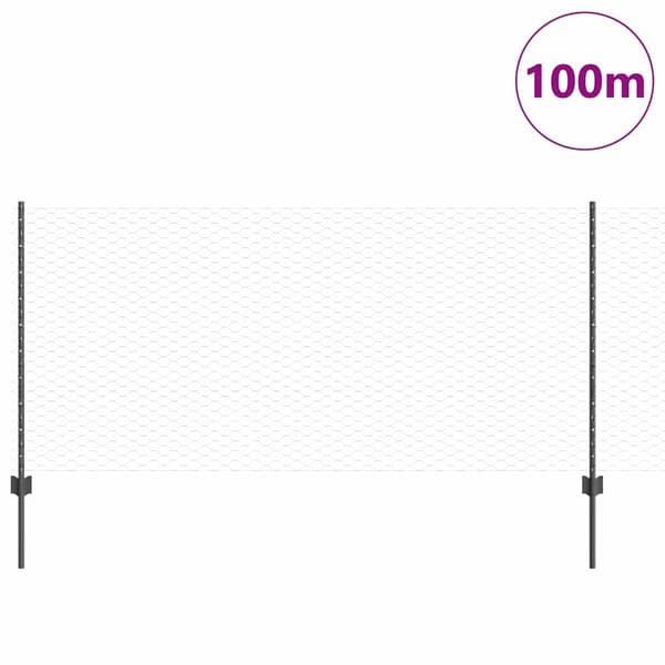 vidaXL Gjerde med innlegg. Grå 1 x 100 m Stål