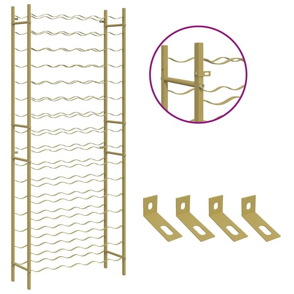 vidaXL Vinstativ for 96 flasker metall gull