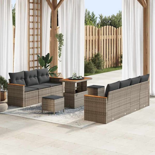 vidaXL Trädgårdsoffset 10 pcs Grå konstrotting