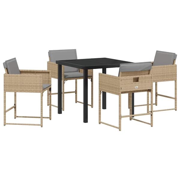 vidaXL Hage Spisegruppe 5 pcs Beige polyrotting