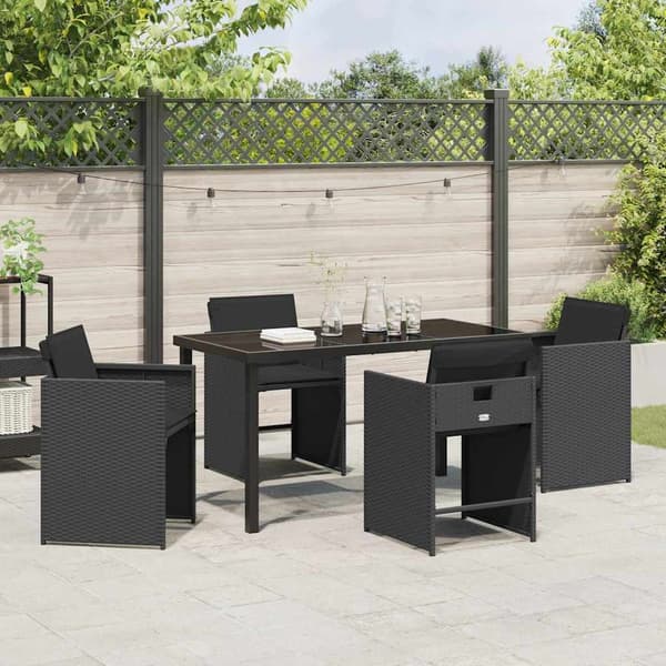 vidaXL Hage Spisegruppe 5 pcs Svart polyrotting