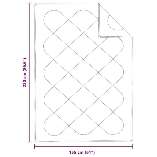 vidaXL Duntäcke Vit 200 x 155 x 4 cm Polyester