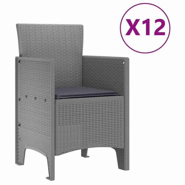 vidaXL Trädgårdsmöbelset 13 pcs Ljusgrå Polt rotting