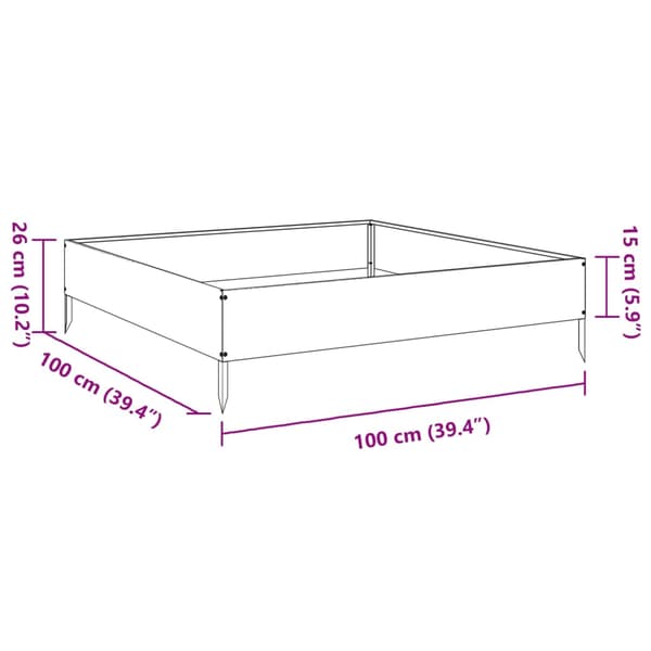 vidaXL Høybed 100x100x26 cm rustfritt stål