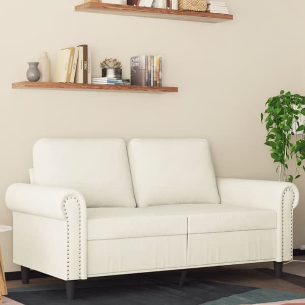vidaXL 2-sitssoffa gräddvit 120 cm sammet