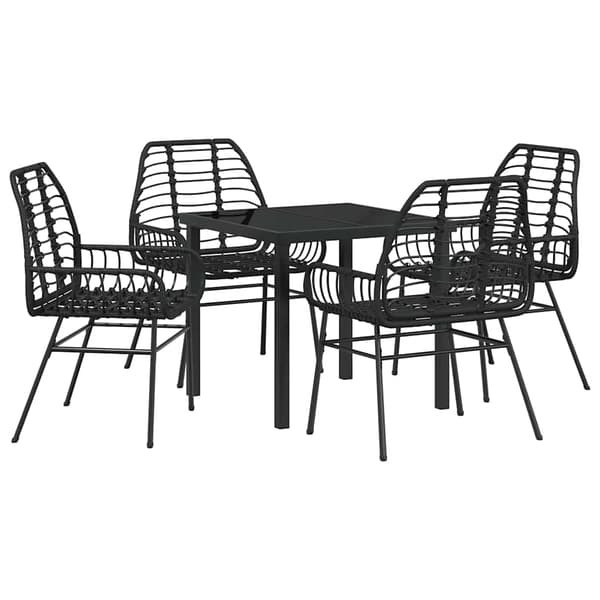 vidaXL Hage Spisegruppe 5 pcs Svart polyrotting