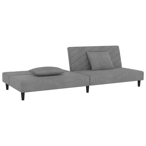 vidaXL Bäddsoffa 2-sits med två kuddar ljusgrå sammet