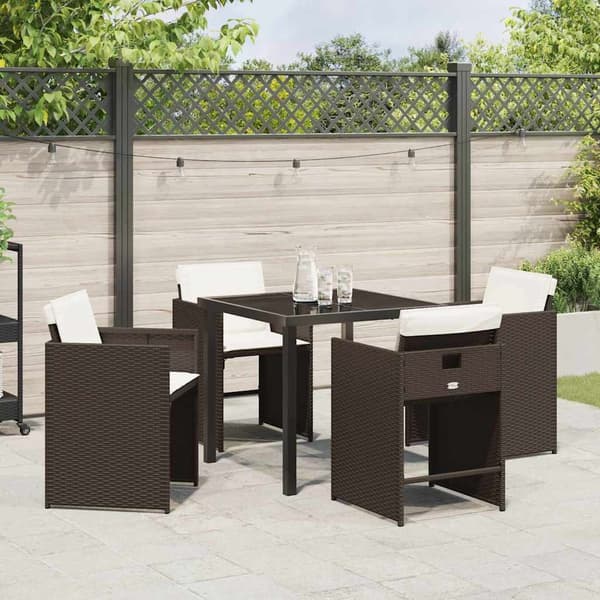 vidaXL Hage Spisegruppe 5 pcs Brun polyrotting
