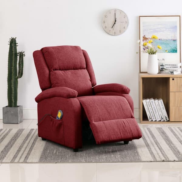 vidaXL Massagefåtölj vinröd tyg
