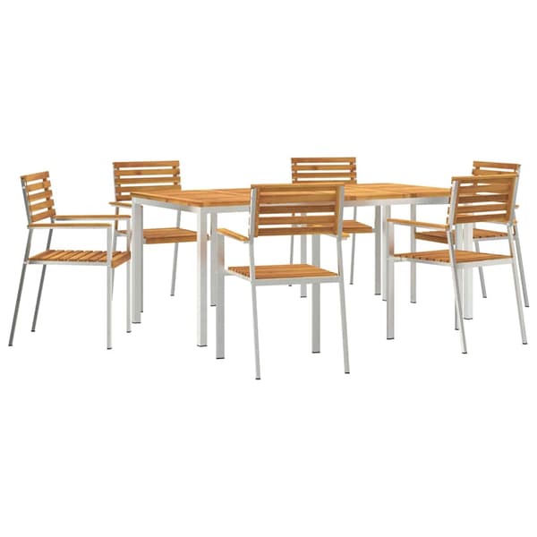 vidaXL Hage Spisegruppe 7 pcs Brun Solid akasietre