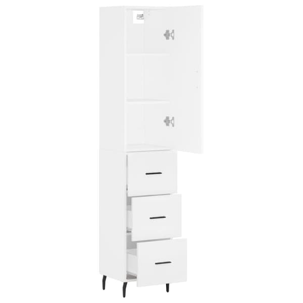 vidaXL Highboard hvit 34,5x34x180 cm konstruert tre
