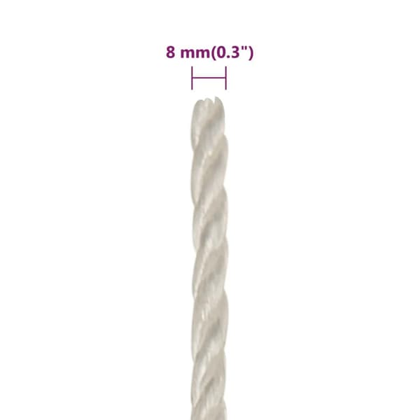 vidaXL Rep vit 8 mm 500 m polypropylen