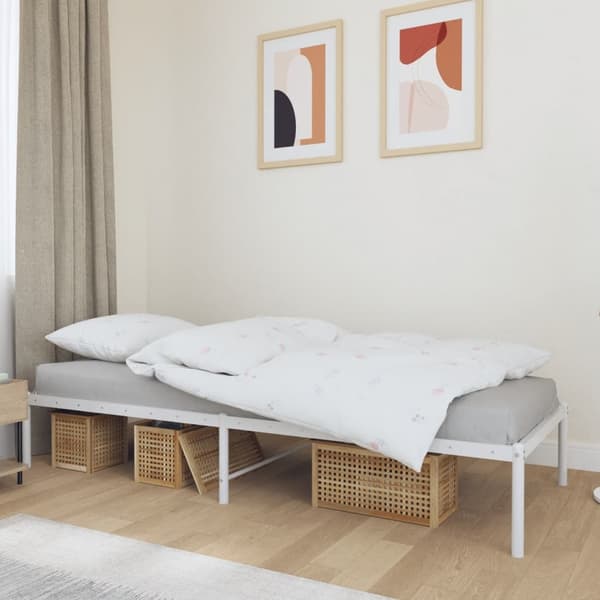 vidaXL Sängram metall vit 75x190 cm