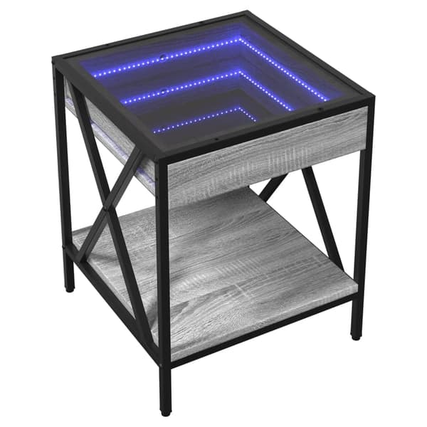 vidaXL Soffbord med Infinity LEDs grå sonoma 40x40x49 cm