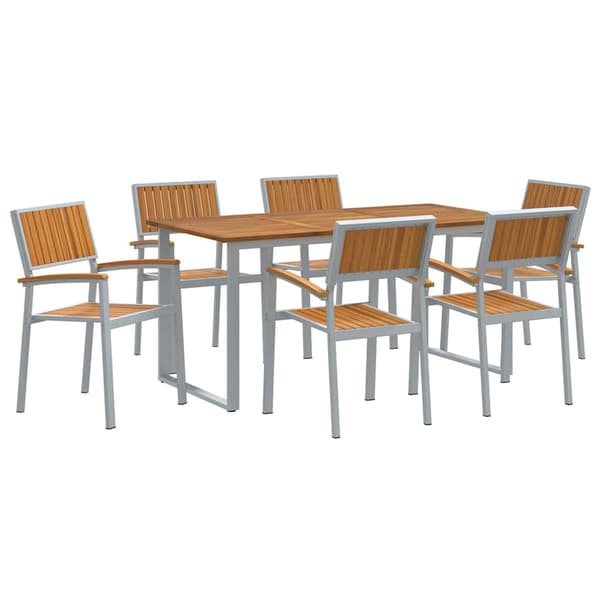 vidaXL Hage Spisegruppe 7 pcs Grå Solid akasietre