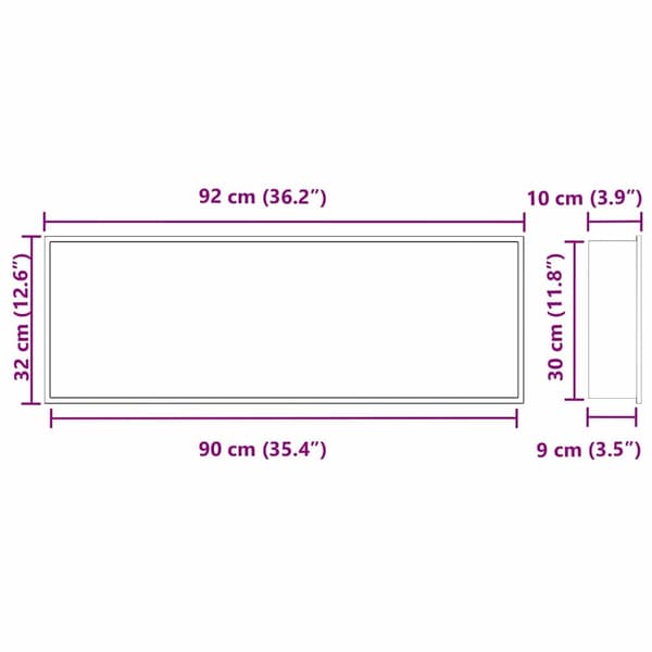vidaXL Dusjniche Hvit 90 x 30 x 9.5 cm Rustfritt Stål