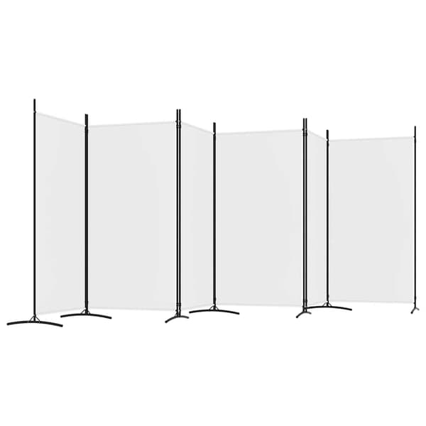 vidaXL Romdeler med 6 paneler hvit 520x180 cm stoff