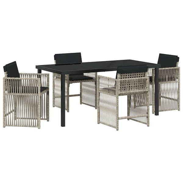 vidaXL Hage Spisegruppe 5 pcs Lysegrå polyrotting
