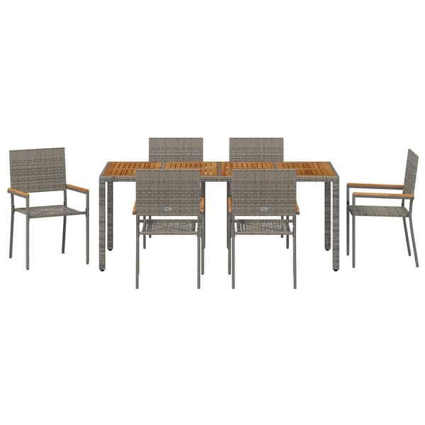 vidaXL Trädgårdsmöbelset 7 pcs Grå konstrotting