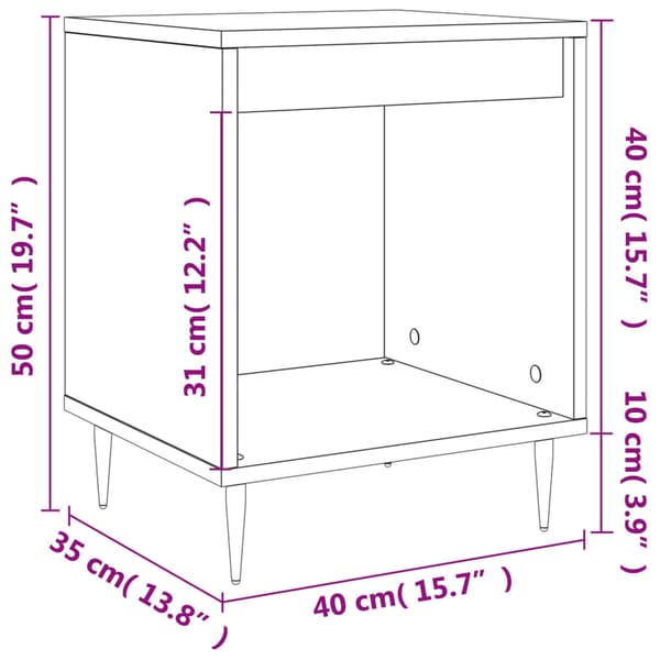 vidaXL Nattbord røkt eik 40x35x50 cm konstruert tre