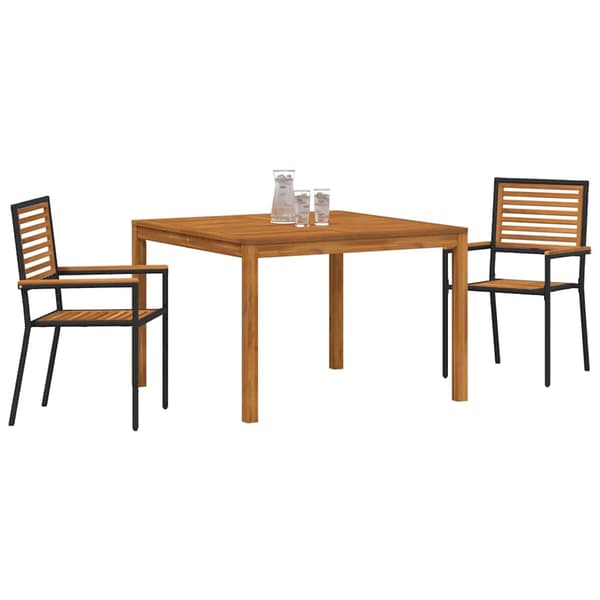 vidaXL Hage Spisegruppe 3 pcs Svart Solid akasietre