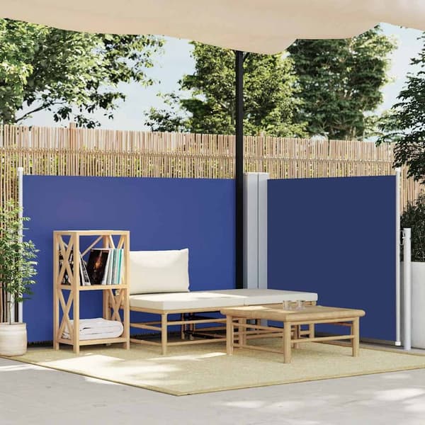 vidaXL Infällbar sidomarkis blå 120x1000 cm