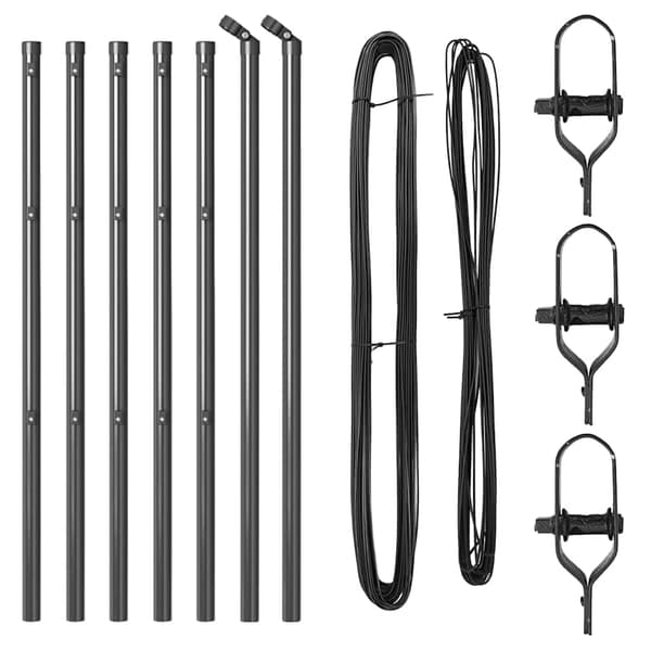 vidaXL Gjerdepåle 7 pcs Grå Stål