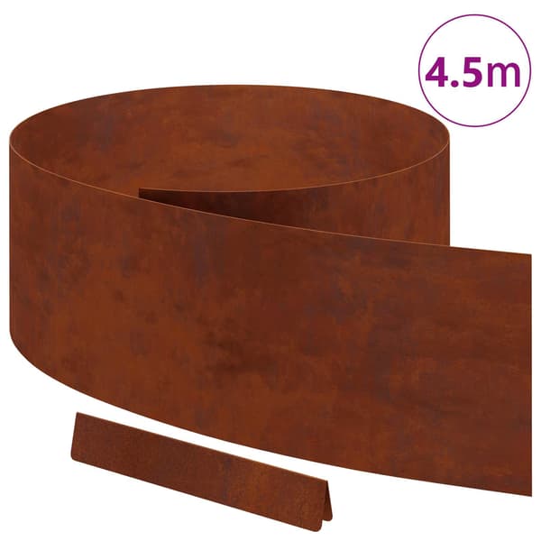 vidaXL Gjerdekant Rusten 450 x 0.05 x 15 cm Cortenstål